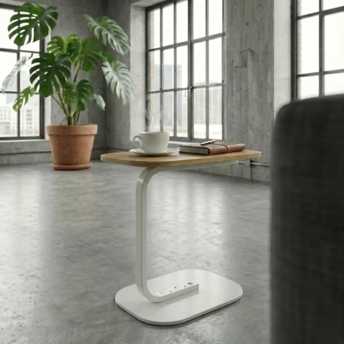 3-LUZY-MAUX-BLAN-ML (1) Mesa Auxiliar Curva - Imagen 1